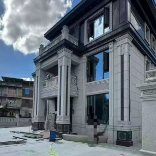 扬州 别墅干挂，芝麻白与芝麻黑完美配合